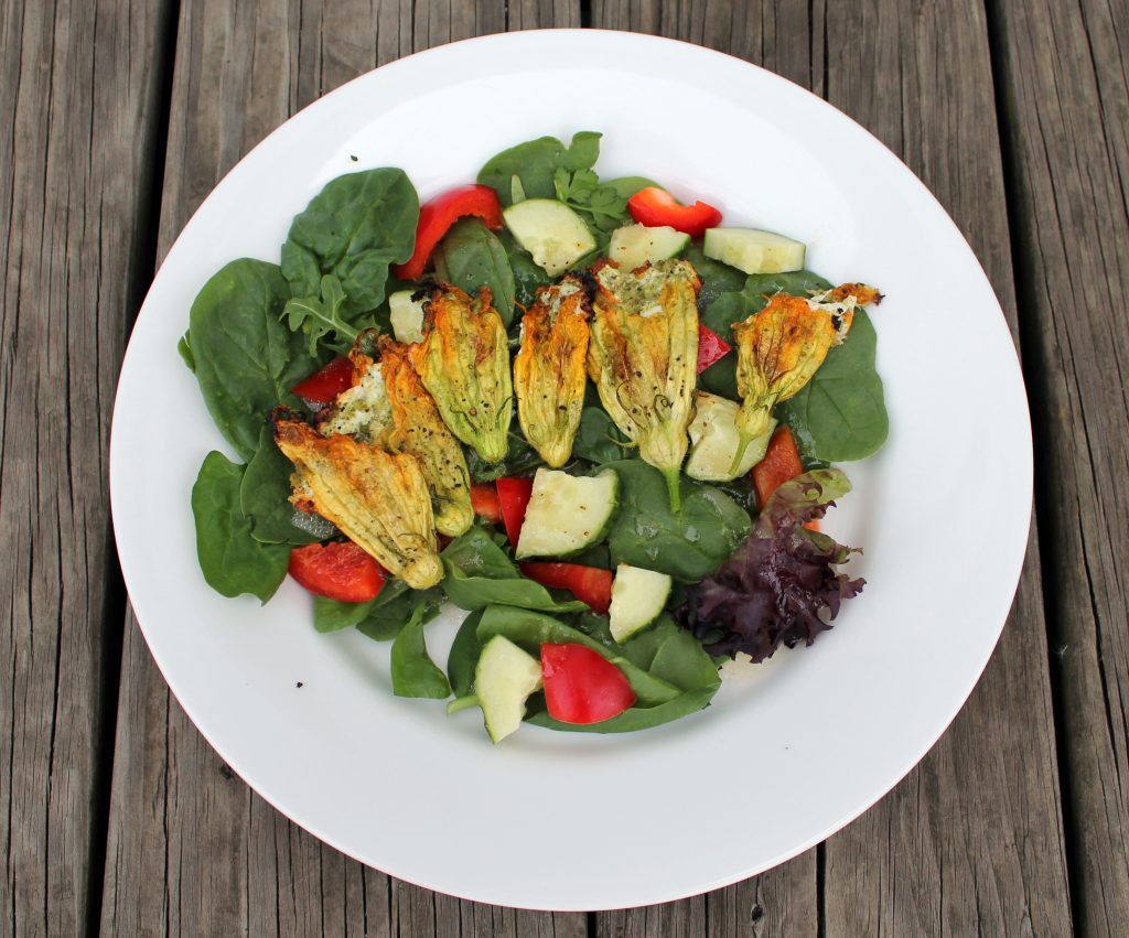 stuffed squash blossom salad