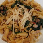 Pasta With Sausage, White Beans, Spinach and Tomato