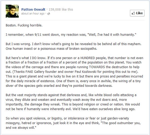 Patton Oswald Boston Bombing
