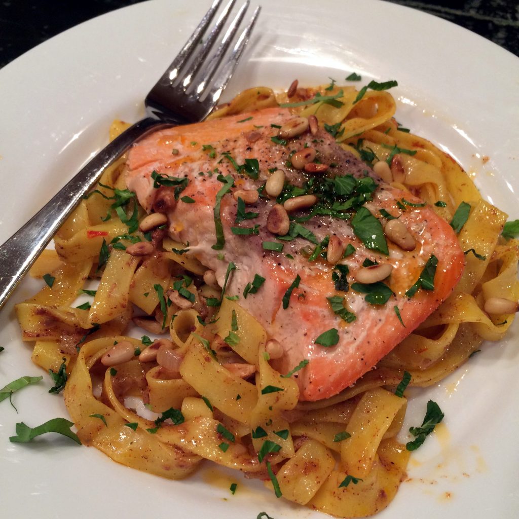 Fettuccine with Spice Butter and Salmon