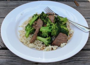 beef and broccoli with cauliflower rice