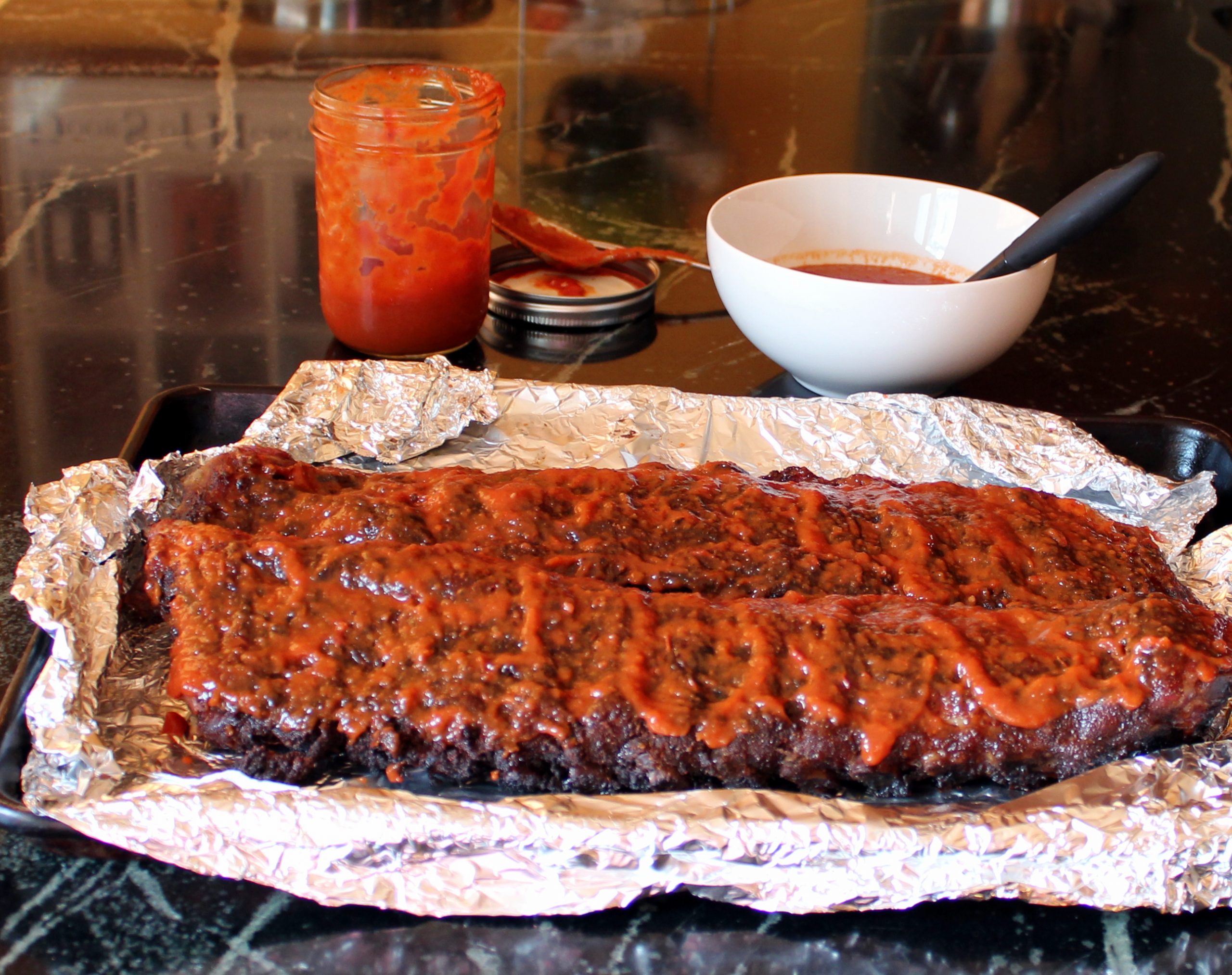 ribs withCherry bourbon BBQ sauce