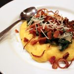 Spinach and Bacon over Polenta with Fried Shallots