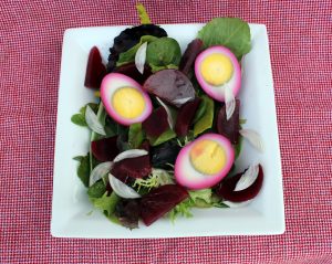 pickled eggs and beet salad
