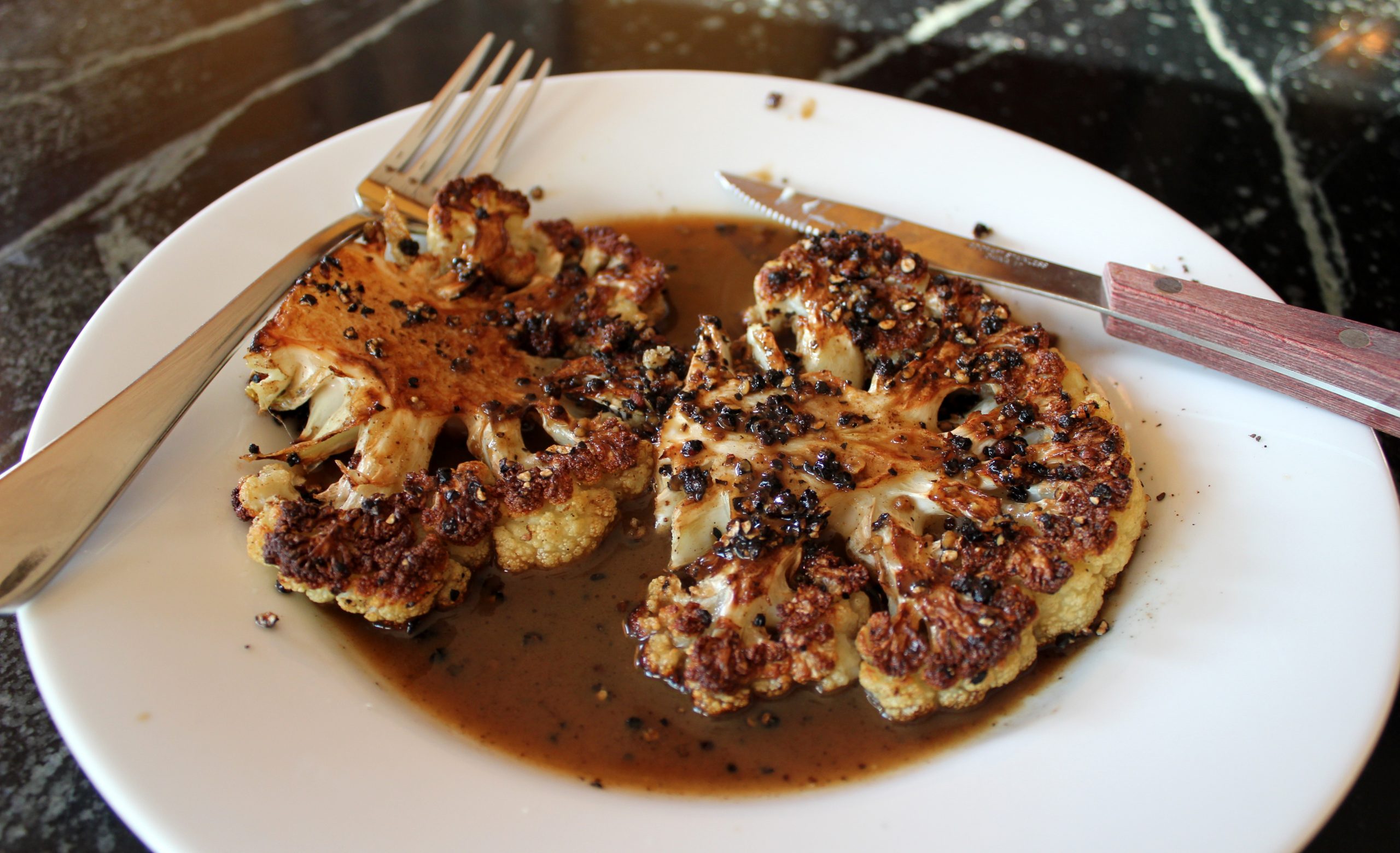 cauliflower steak au poivre