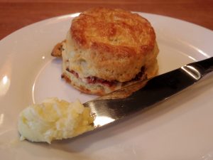 Strawberry scones with honey butter