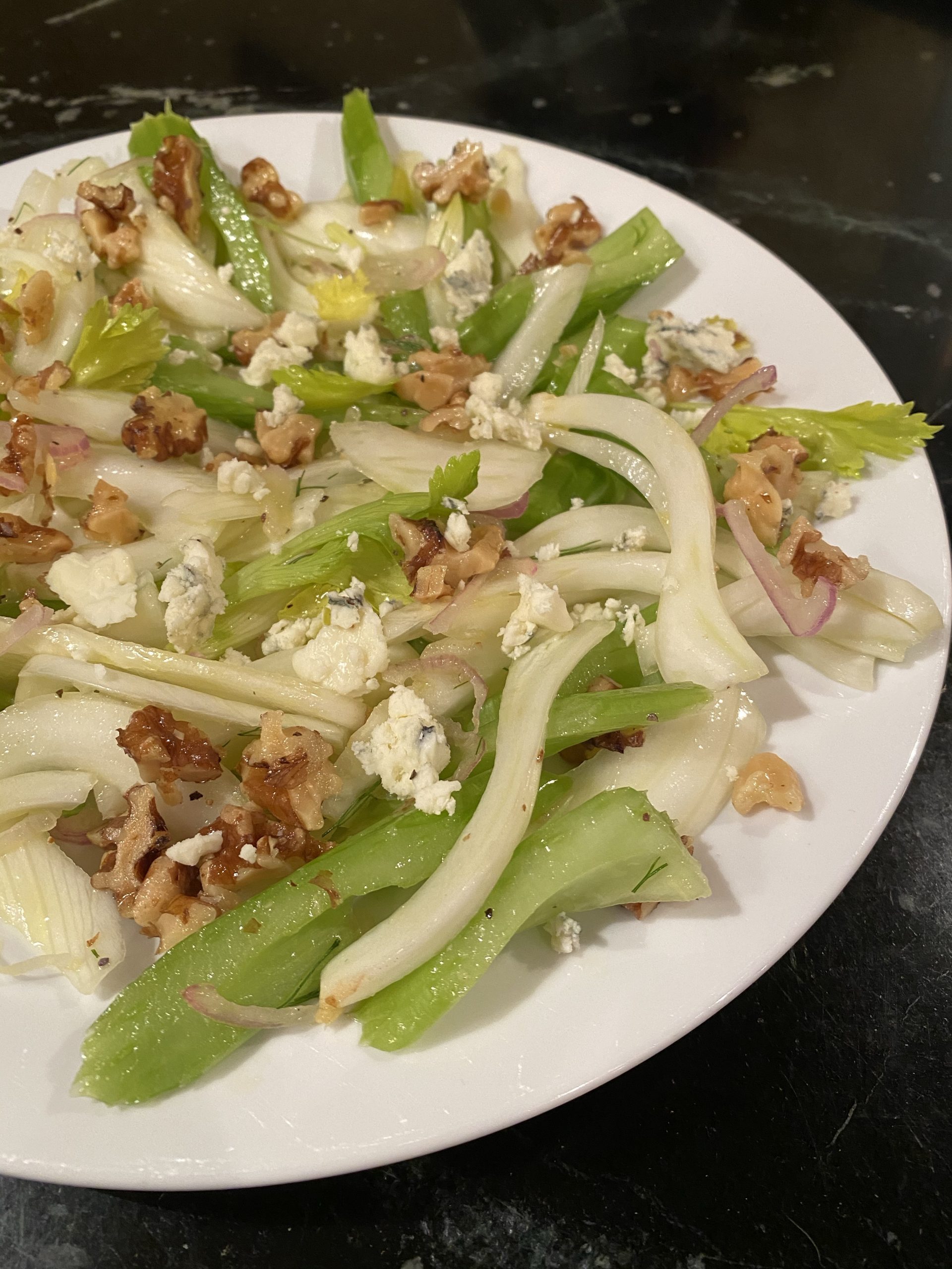 Celery and Fennel with Walnuts and Blue Cheese