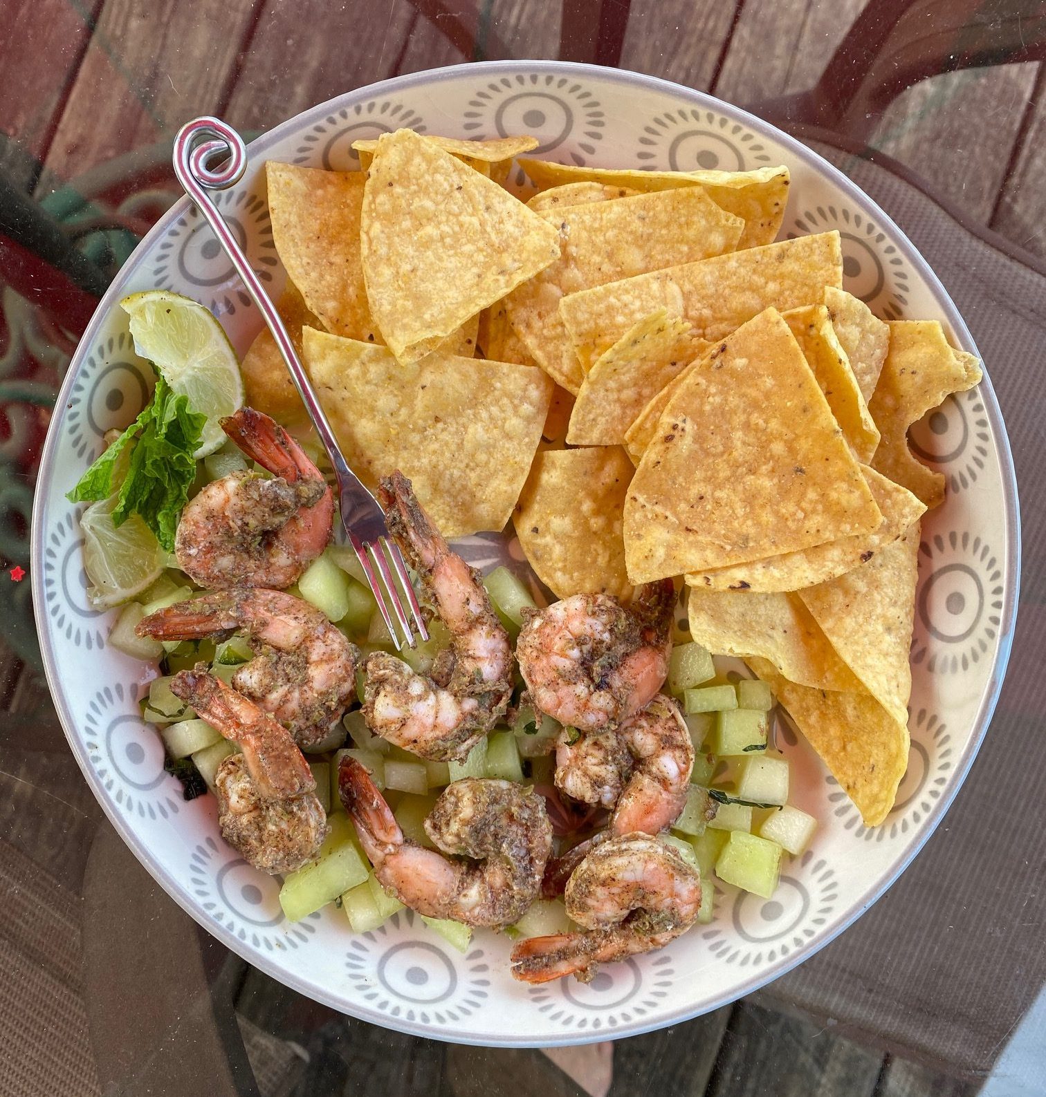 Jerk Shrimp with Minted Melon Salad